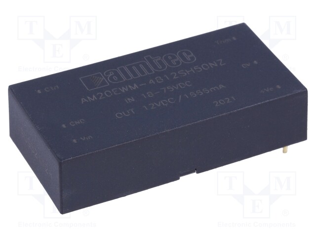 Converter: DC/DC; 20W; Uin: 18÷75V; 12VDC; Iout: 1666mA; 2"x1"; 27g