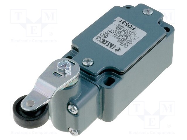 Limit switch; lever R 40mm, plastic roller Ø20mm,rubber seal