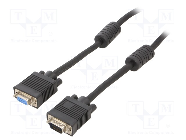 Cable; D-Sub 15pin HD socket,D-Sub 15pin HD plug; black; 1.8m