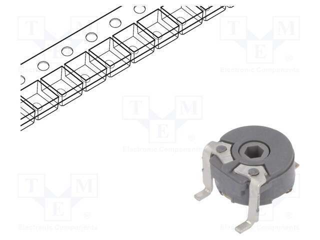 Potentiometer: mounting; single turn,horizontal; 50kΩ; 100mW; SMD