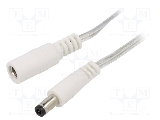 Cable; DC 5,5/2,5 plug,DC 5,5/2,5 socket; straight; 0.5mm2; 3m