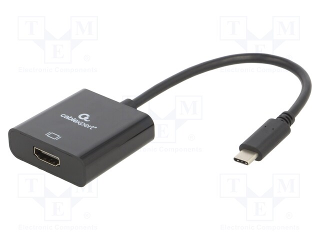 Adapter; HDMI 1.4,USB 3.1; HDMI socket,USB C plug; 0.15m; black