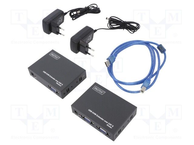 Device: KVM switch; Kit: transmitter,receiver,power supply x2