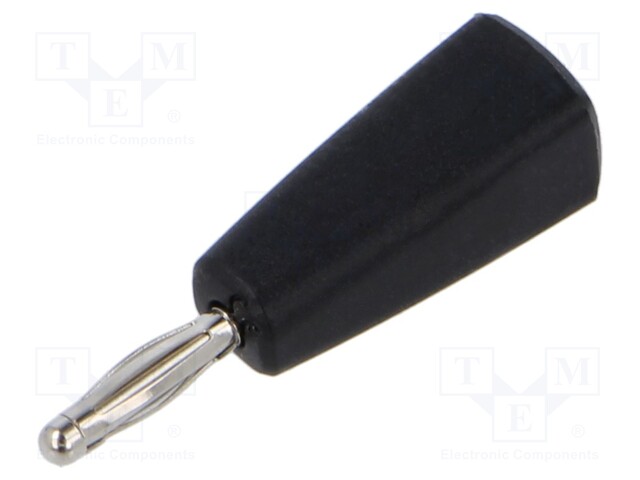 Plug; 2mm banana; 10A; 30VAC; 60VDC; black; nickel plated