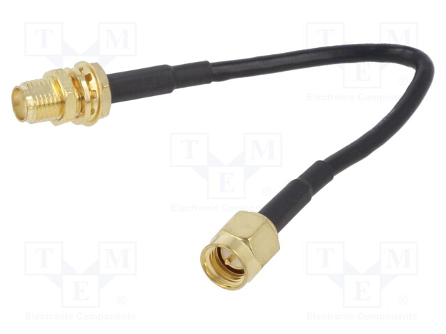 Cable; 50Ω; 0.1m; SMA socket,SMA plug; black; straight