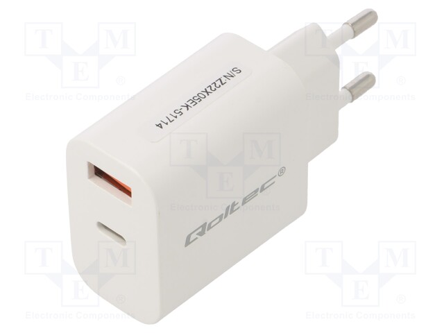 Power supply: switched-mode; plug,charger; 5VDC,; 3A; 18W; white