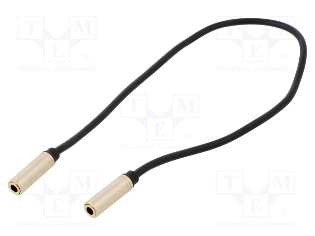 Cable; Jack 3.5mm 3pin socket,both sides; 0.3m; black