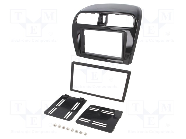 Radio mounting frame; Mitsubishi; 2 DIN; black gloss