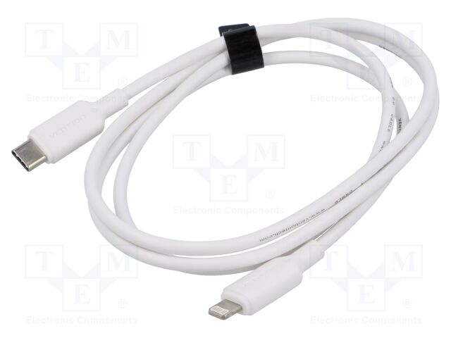 Cable; Apple Lightning plug,USB C plug; nickel plated; 1m; white