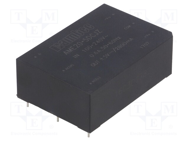 Converter: AC/DC; 20W; Uout: 5VDC; Iout: 2A; 75%; Mounting: PCB; 3kV