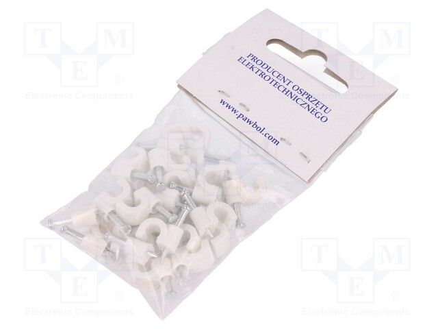 Holder; white; Application: on round cable; 25pcs; with a nail