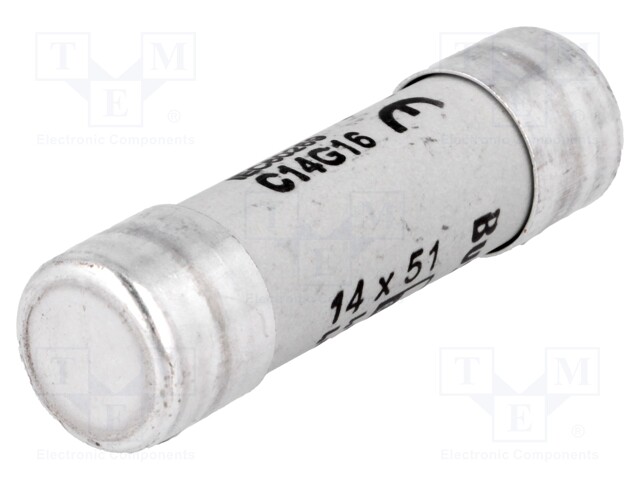 Fuse: fuse; 16A; 690VAC; ceramic,cylindrical,industrial; 14x51mm