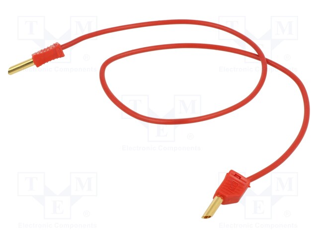 Test lead; 60VDC; 30VAC; 19A; banana plug 4mm,both sides; red