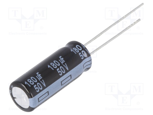 Capacitor: electrolytic; low impedance; THT; 180uF; 50VDC; Ø8x20mm