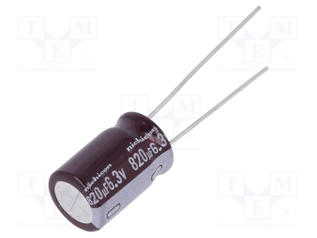 Capacitor: electrolytic; low impedance; THT; 820uF; 6.3VDC; ±20%