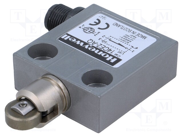 Limit switch; oblong metal roller Ø12,4mm; SPDT; 3A; max.250VAC