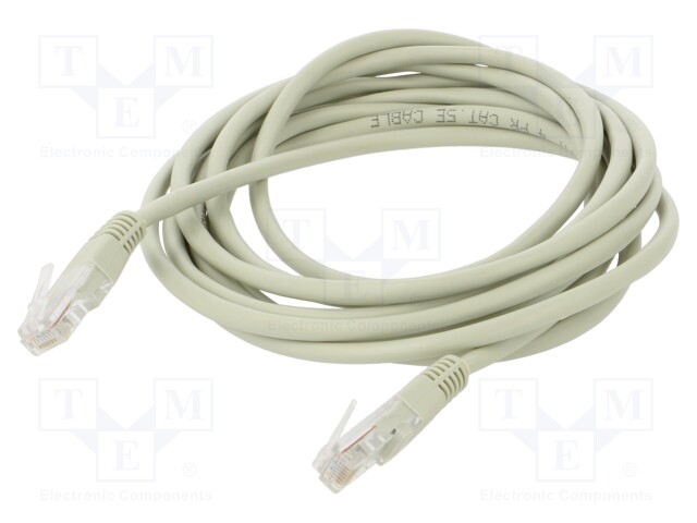 Patch cord; U/UTP; 5e; grey; 3m; RJ45 plug,both sides; 26AWG