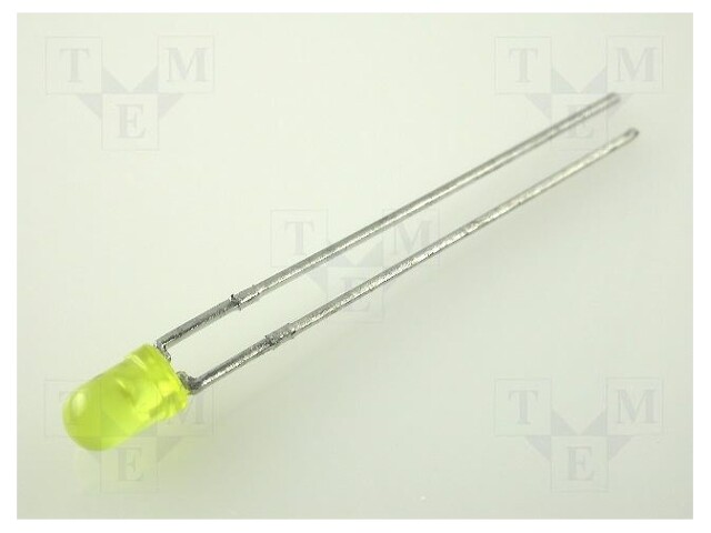 LED; 3mm; yellow; 0.8÷3.2mcd; 60°; Front: convex; Pitch: 2.54mm