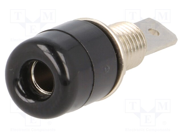 Socket; 4mm banana; 32A; 33VAC; 70VDC; black; nickel plated; 5mΩ