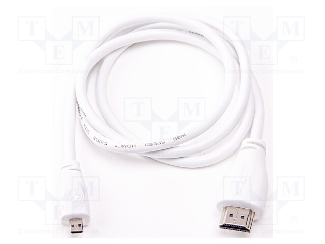 Connection cable; 2m; white; HDMI plug,micro HDMI plug
