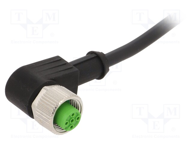 Connection lead; M12; PIN: 4; angled; 10m; plug; 30VAC; 4A; -25÷85°C