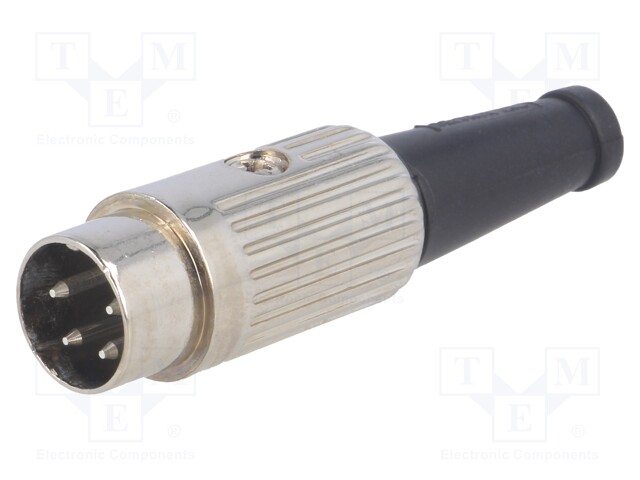 Plug; DIN; male; PIN: 4; Layout: 216°; straight; for cable; soldering