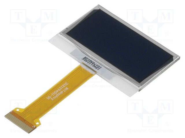 Display: OLED; graphical; 1.6"; 128x64; Dim: 41.9x28x1.6mm; yellow