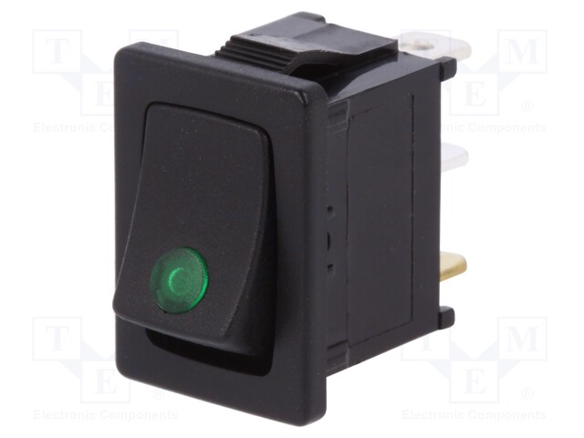 ROCKER; SPST; Pos: 2; OFF-ON; 16A/12VDC; black; LED 12VDC,point