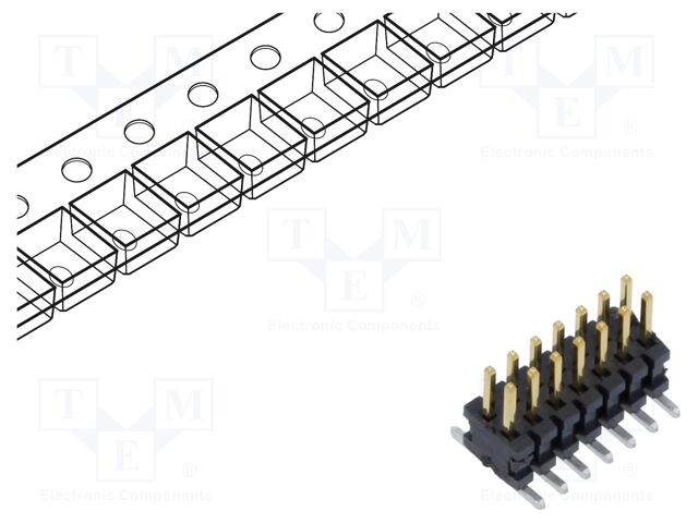 Connector: pin strips; male; PIN: 14; 1.27mm; gold flash; SMT; reel