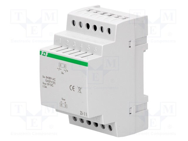 Power supply: switched-mode stabiliser; 5VDC; 3A; 8÷28VAC; 150g