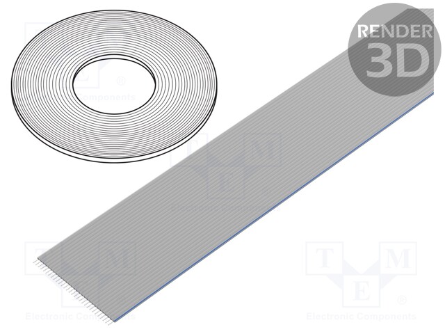 Wire: ribbon; 1.27mm; stranded; Cu; 30x28AWG; unshielded; PVC; grey