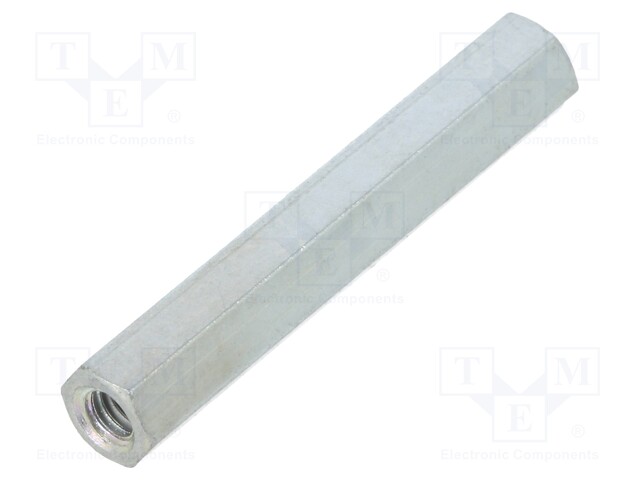 Screwed spacer sleeve; Int.thread: M2,5; 25mm; hexagonal; steel