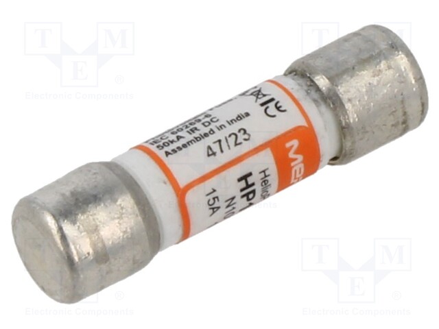 Fuse: fuse; gPV; 15A; 1kVAC; 1kVDC; ceramic,cylindrical,industrial