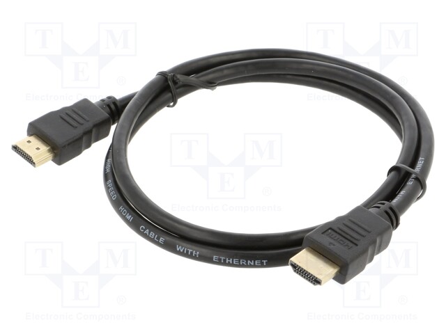 Cable; HDMI 1.4; HDMI plug,both sides; Len: 1m; black; 30AWG