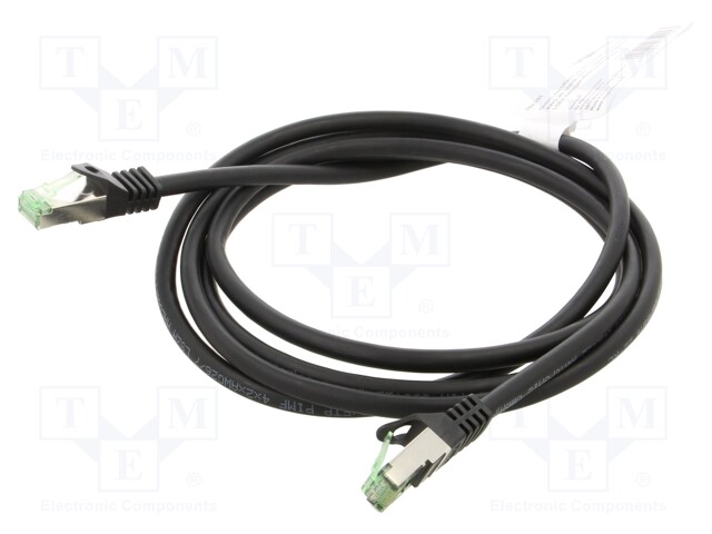 Patch cord; S/FTP; Cat 8.1; stranded; Cu; LSZH; black; 2m; 26AWG