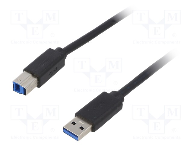 Cable; USB 3.0; USB A plug,USB B plug; 1.8m; black