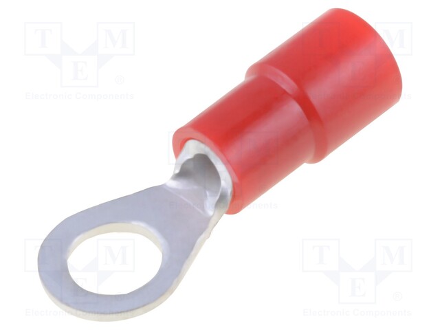 Ring terminal; M4; Ø: 4.3mm; 0.3÷1.65mm2; crimped; for cable; red