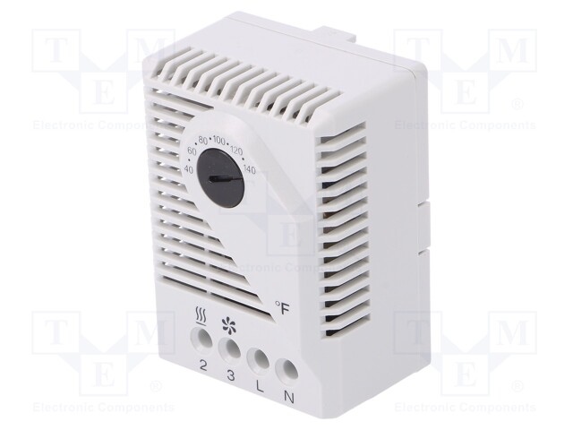 Sensor: thermostat; Contacts: SPDT; 10A; 120VAC; IP20; Mounting: DIN