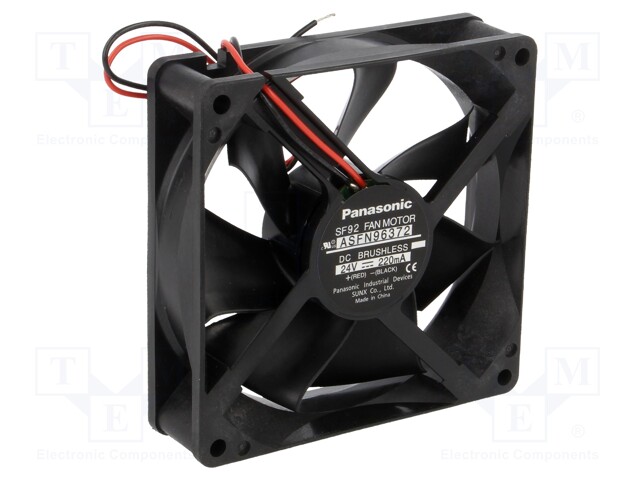 Fan: DC; axial; 24VDC; 92x92x25mm; 96.6m3/h; 35.5dBA; ball bearing