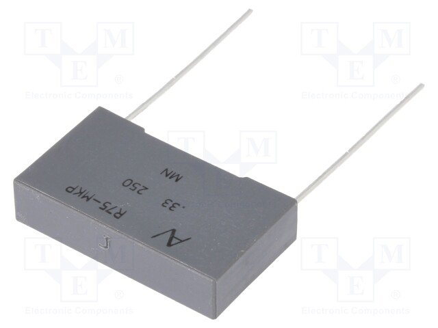 Capacitor: polypropylene; 0.33uF; 22.5mm; ±5%; 26.5x15x6mm; 250VDC