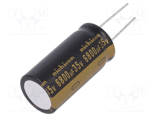 Capacitor: electrolytic; THT; 6800uF; 35VDC; Ø20x40mm; Pitch: 10mm