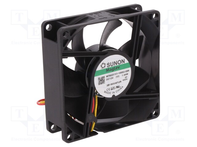 Fan: DC; axial; 12VDC; 80x80x25mm; 69.29m3/h; 33dBA; Vapo; 3200rpm