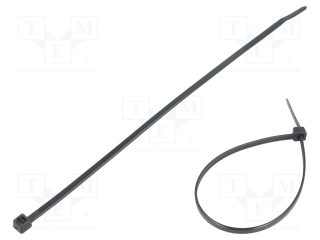 Cable tie; L: 200mm; W: 3.6mm; polyamide; 177N; black; Ømax: 50mm