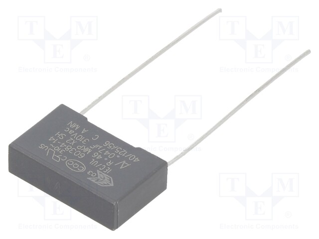 Capacitor: polypropylene; X2; 0.047uF; 15mm; ±20%; 18x11x5mm