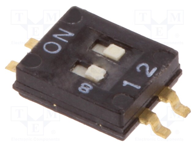 Switch: DIP-SWITCH; Poles number: 2; ON-OFF; 0.025A/24VDC; Pos: 2