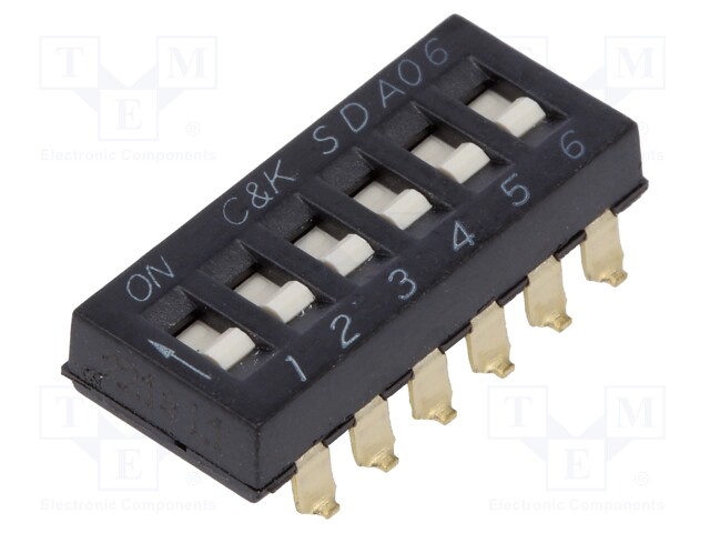 Switch: DIP-SWITCH; Poles number: 6; ON-OFF; 0.025A/24VDC; Pos: 6