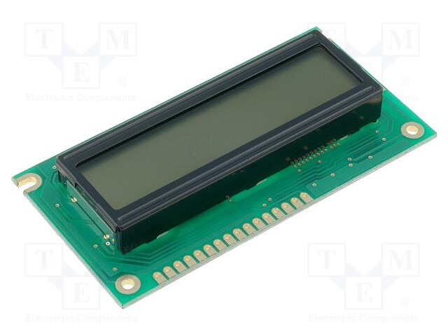 Display: LCD; alphanumeric; FSTN Positive; 16x2; gray; LED; PIN: 16