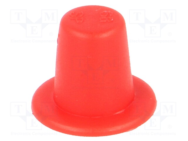 Plugs; Body: red; Out.diam: 8.4mm; H: 8mm; Mat: LDPE; Shape: round