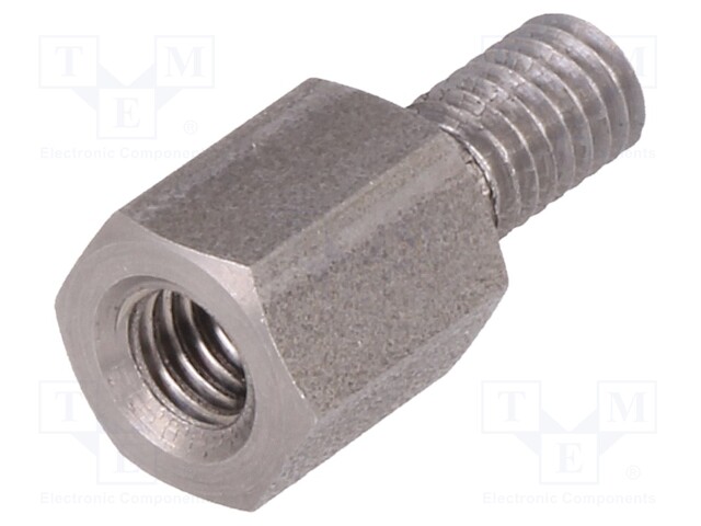 Screwed spacer sleeve; Int.thread: M4; 8mm; Ext.thread: M4