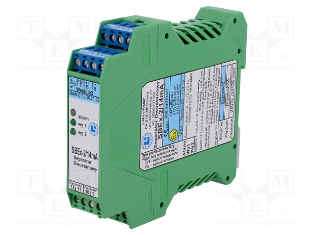 Converter: isolating signal separator; DIN; 0/24V; 20÷27VDC; IP20